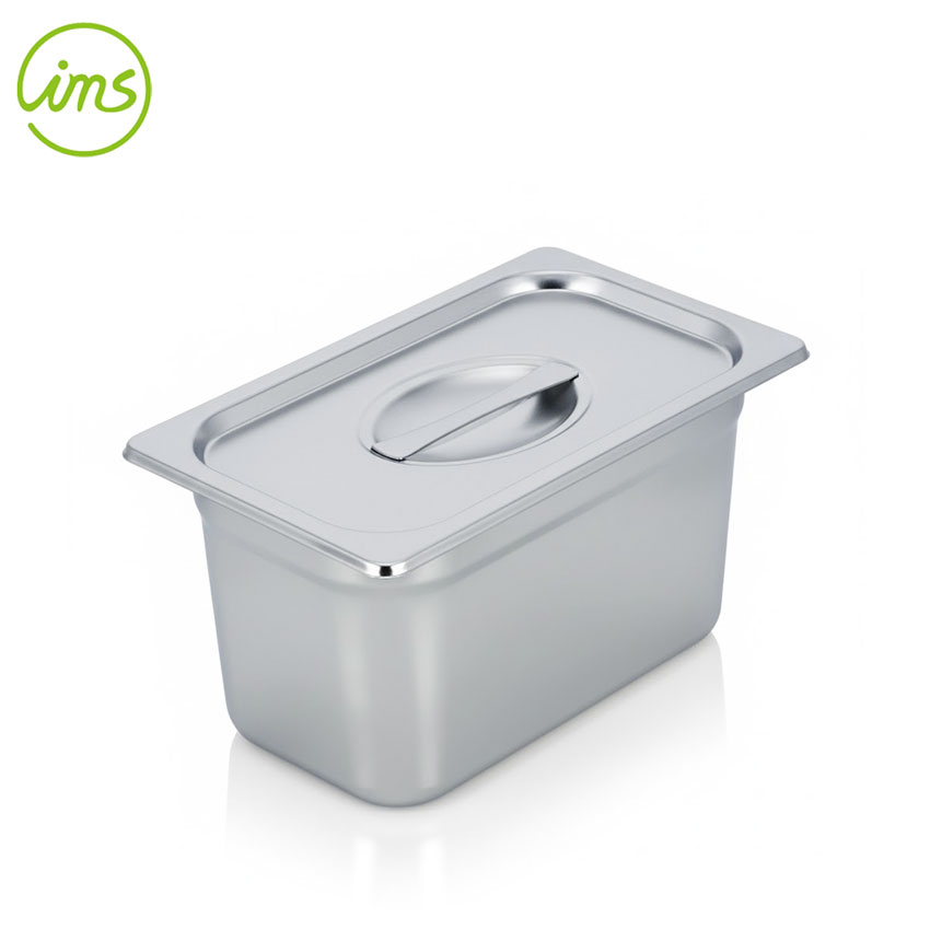 1/9 size stainless steel deep steam table pan with tight-fitting lid